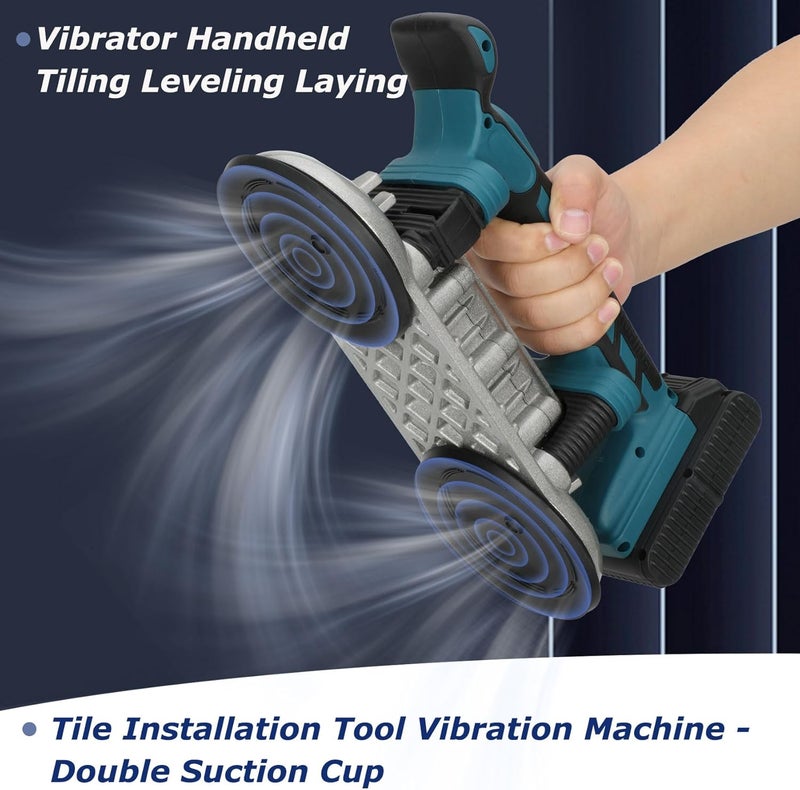 Longse Tile Installation Tool Vibration Machine-Double Suction Cup, 400kg Adsorption Handheld Automatic Tiling Vibrator, Electric Tile Vibrator Tools 6 Speeds Adjustable 12500mAh Max RPM 28000r/min - Image 2